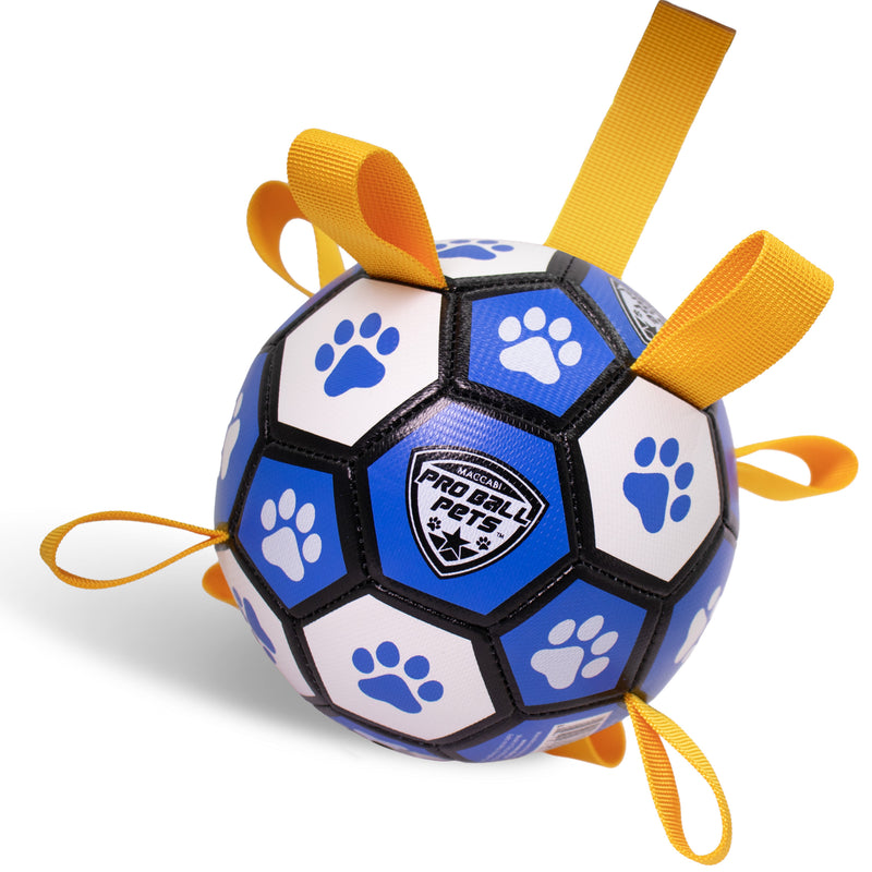 Pro Ball Pets Dog Soccer Ball with Grab Tabs, Size 2, 6 inches, Blue/White - 1211