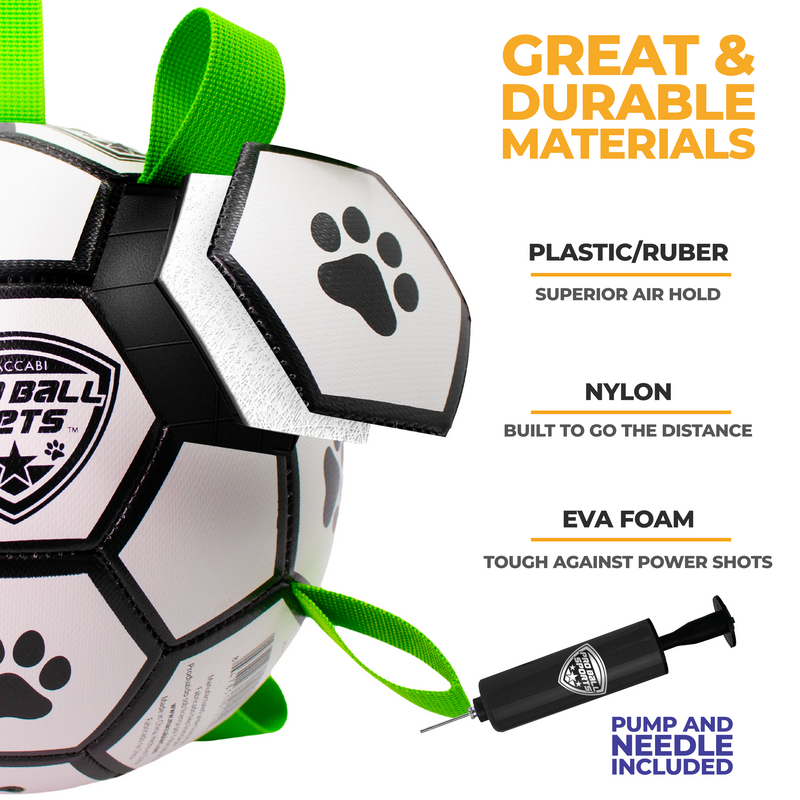 Pro Ball Pets Dog Soccer Ball with Grab Tabs, Size 3, 7 inches, White/Green - 1219