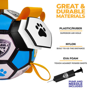 Pro Ball Pets Dog Soccer Ball with Grab Tabs, Size 2, 6 inches, Blue/Yellow - 1208