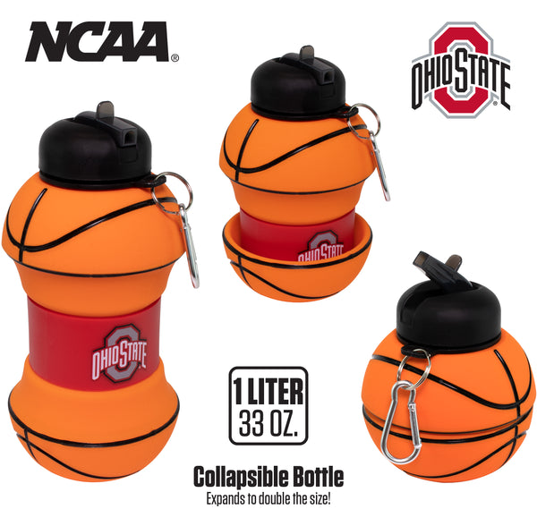 Ohio State Univ. Collapsible Silicone Basketball Water Bottle Maccabi Art, 1 Liter